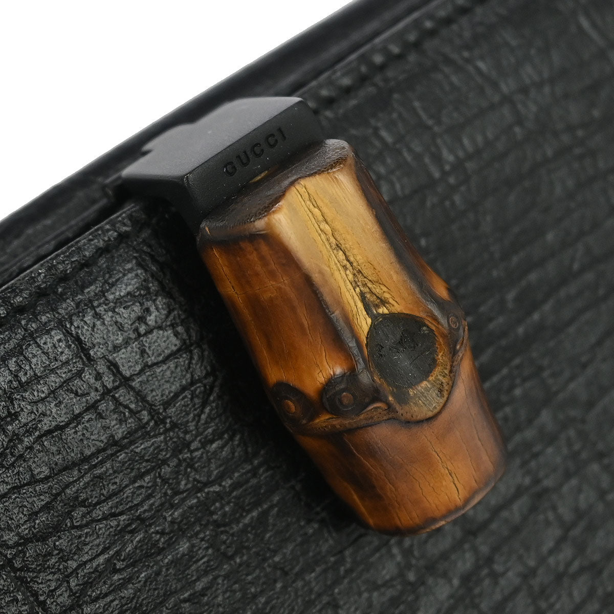 Gucci Black Leather Bamboo Long Wallet