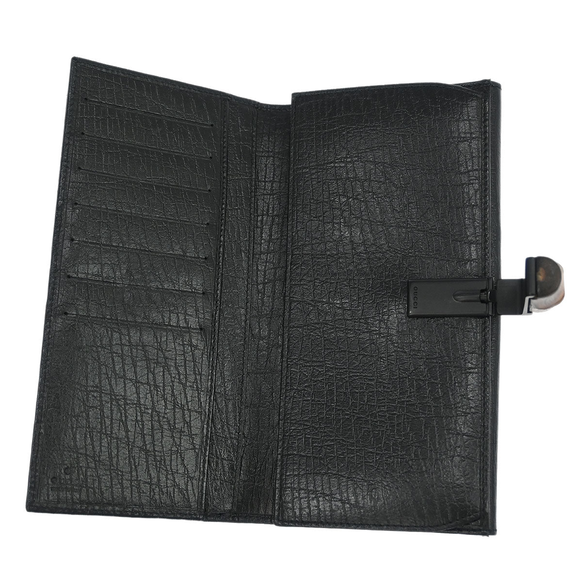 Gucci Black Leather Bamboo Long Wallet