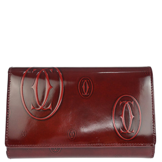 Cartier Wallet Happy Birthday Bordeaux Patent Leather