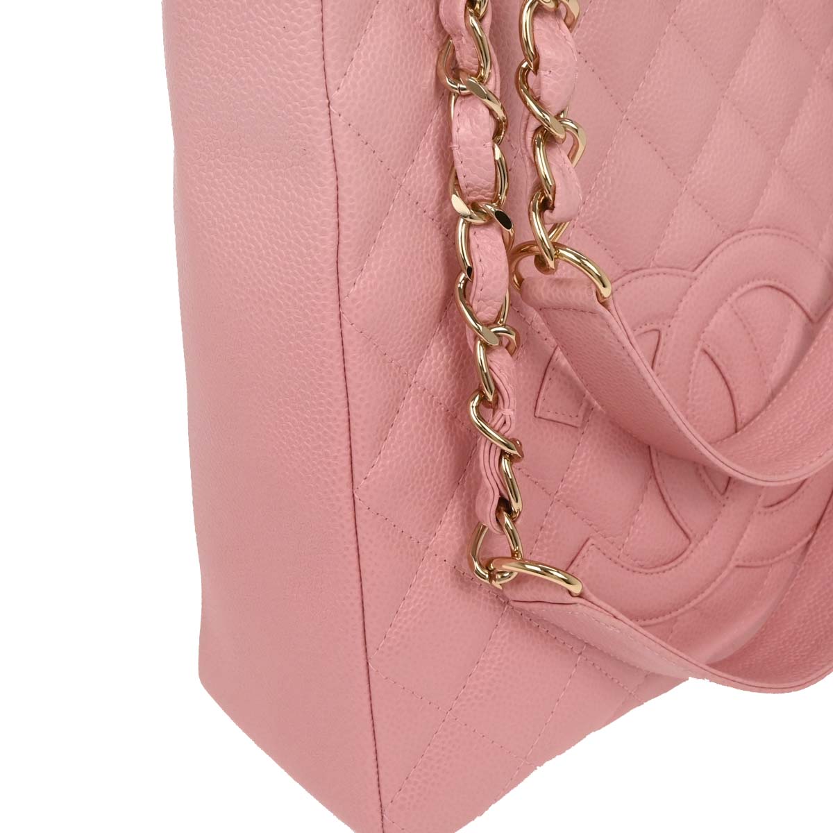 Chanel 2003-2004 Pink Caviar Petite Shopping Tote PST Chain Handbag