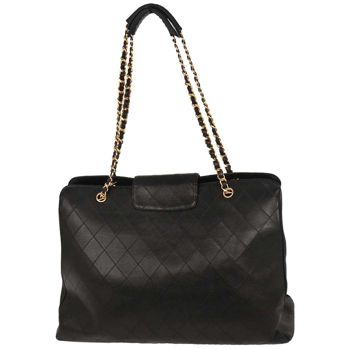 Chanel 1991-1994 Black Lambskin Bicolore Supermodel Shoulder Bag