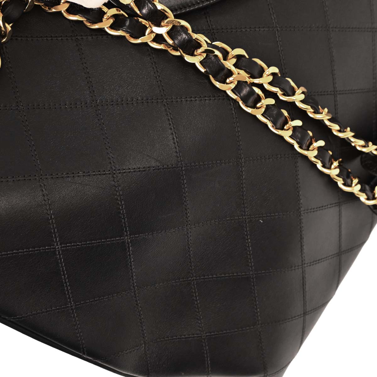 Chanel 1991-1994 Black Lambskin Bicolore Supermodel Shoulder Bag