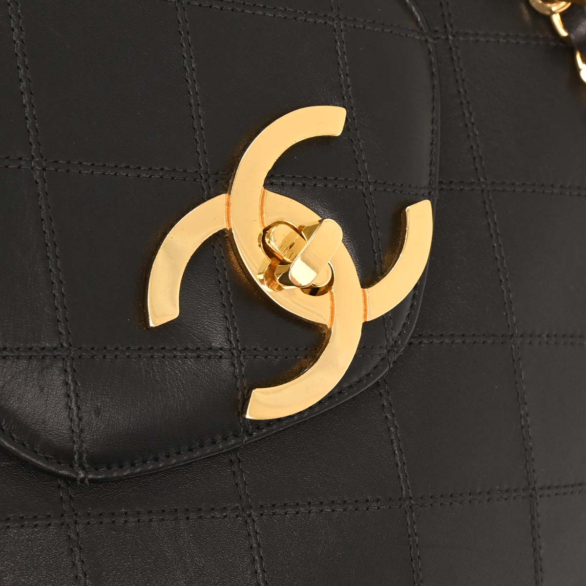 Chanel 1991-1994 Black Lambskin Bicolore Supermodel Shoulder Bag