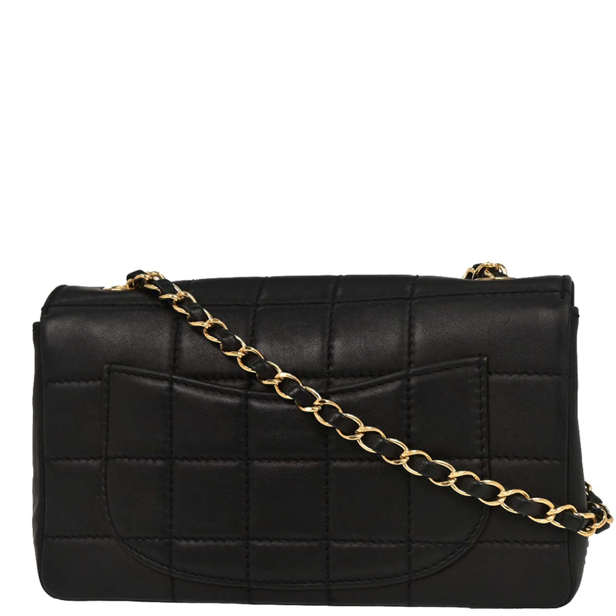 Chanel 2001-2003 Black Calfskin Wild Stitch Choco Bar Single Flap Shoulder Bag