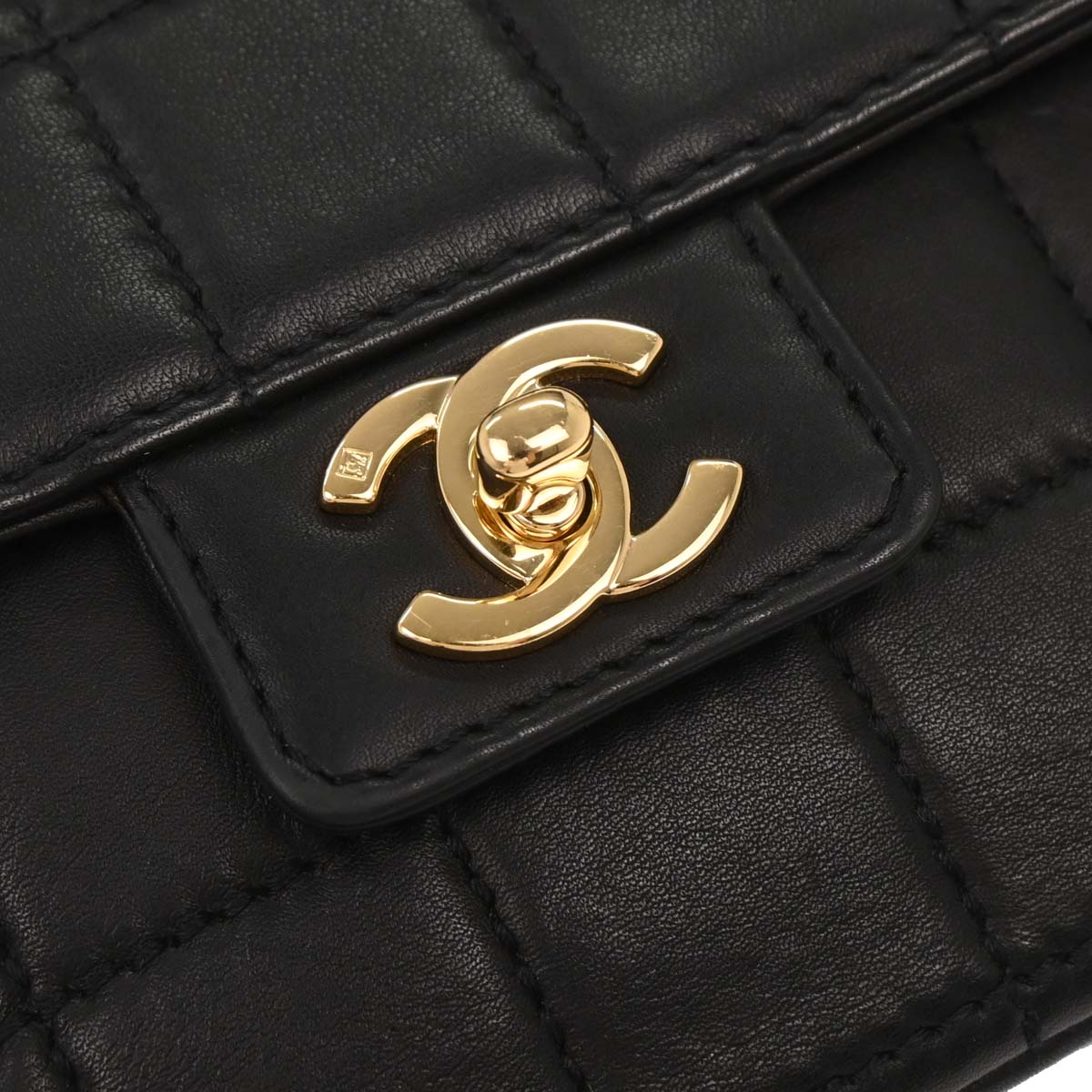 Chanel 2001-2003 Black Calfskin Wild Stitch Choco Bar Single Flap Shoulder Bag