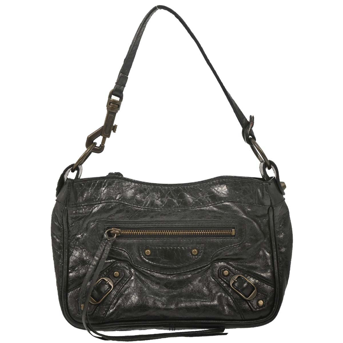 Balenciaga Black Leather The Hip Handbag