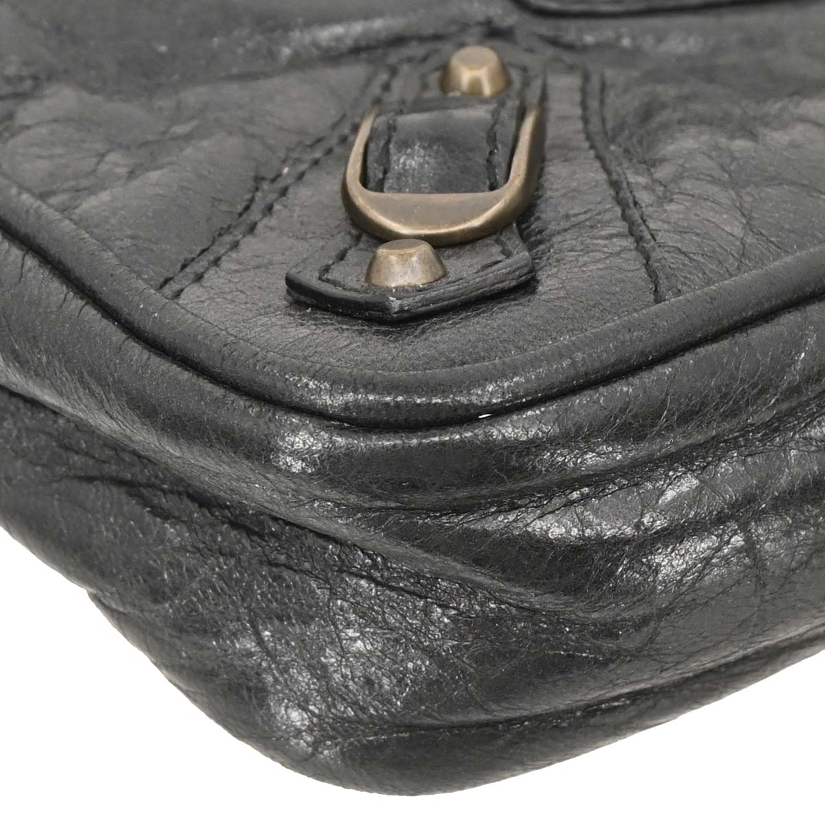 Balenciaga Black Leather The Hip Handbag