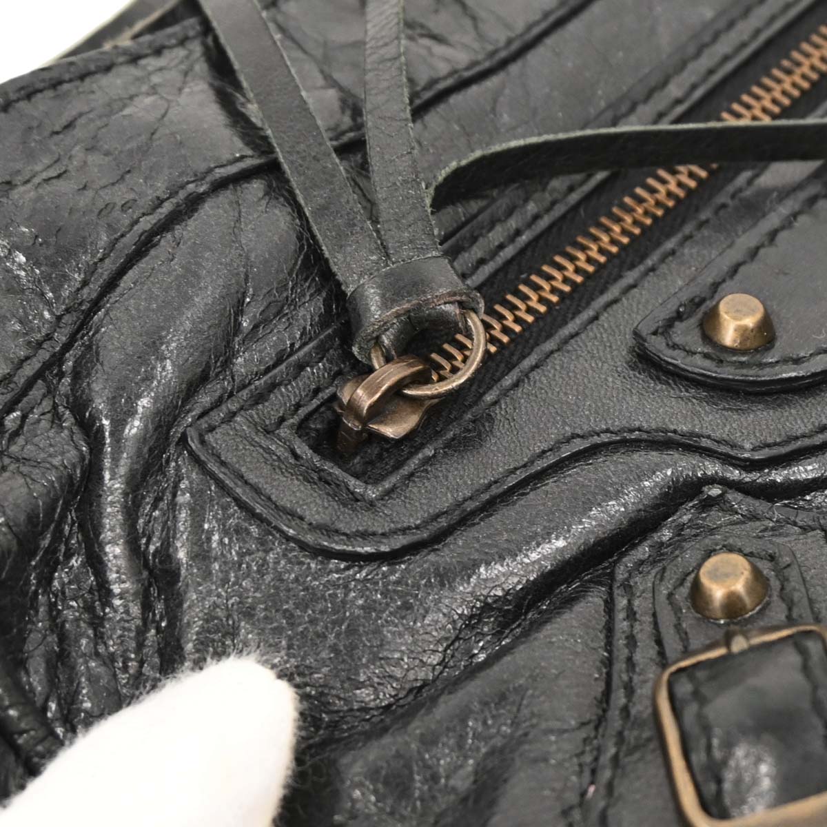 Balenciaga Black Leather The Hip Handbag