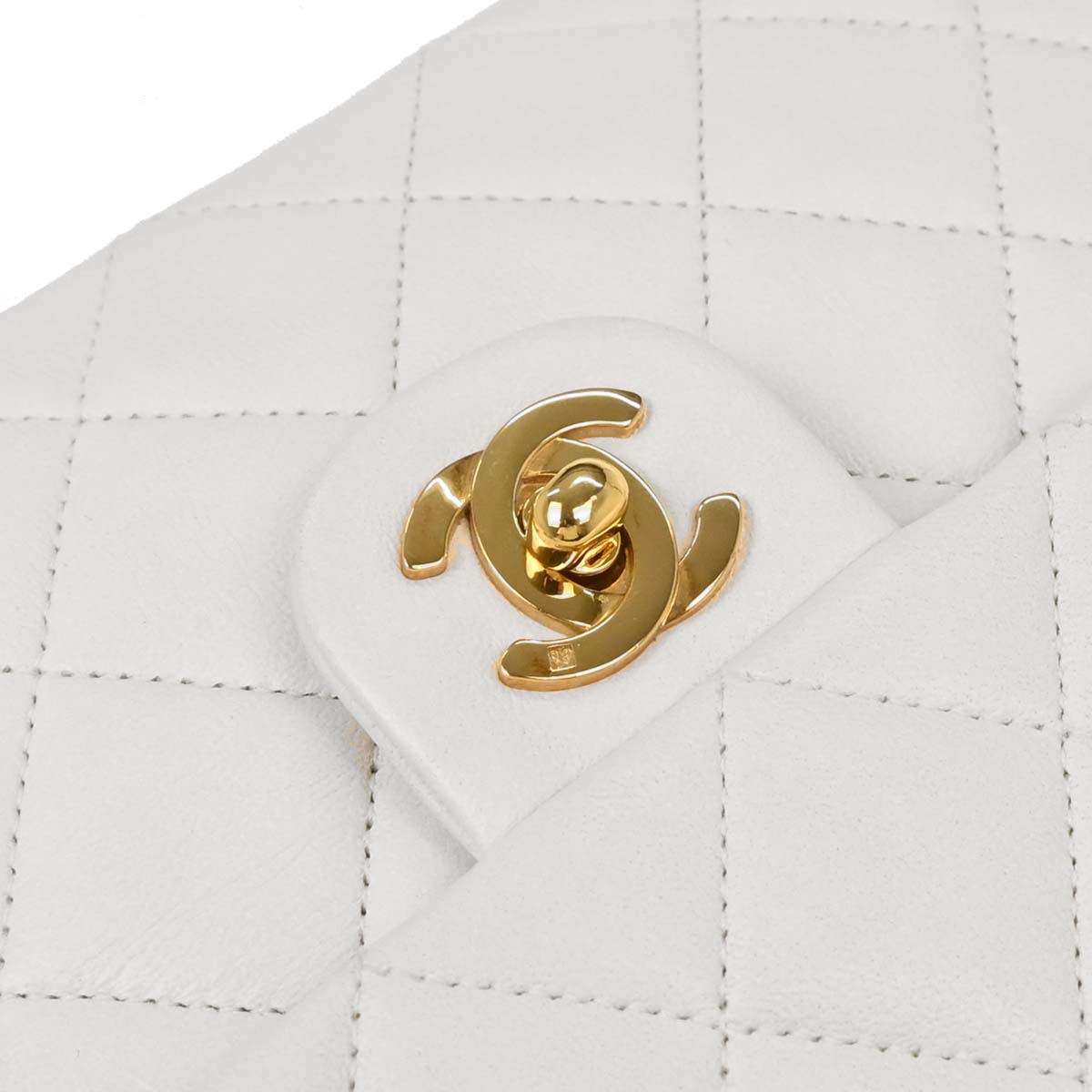 Chanel 1986-1988 White Lambskin Classic Square Flap Shoulder Bag
