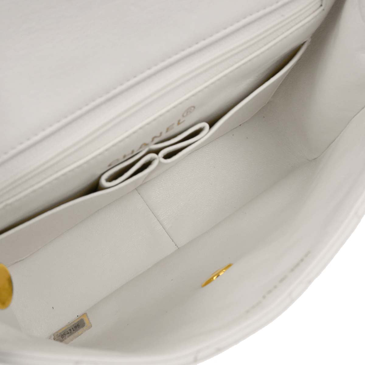 Chanel 1986-1988 White Lambskin Classic Square Flap Shoulder Bag