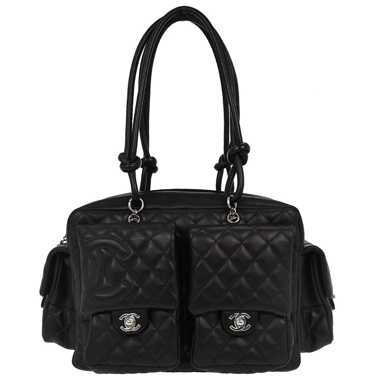 Chanel 2003-2004 Black Calfskin Cambon Ligne Reporter Bag