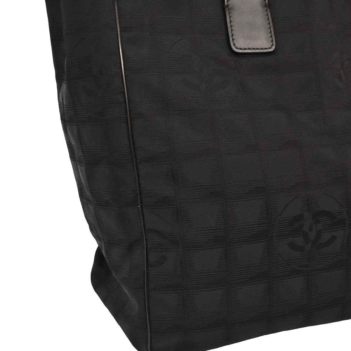 Chanel 2004-2005 Black Jacquard Nylon Travel Line Tote Handbag