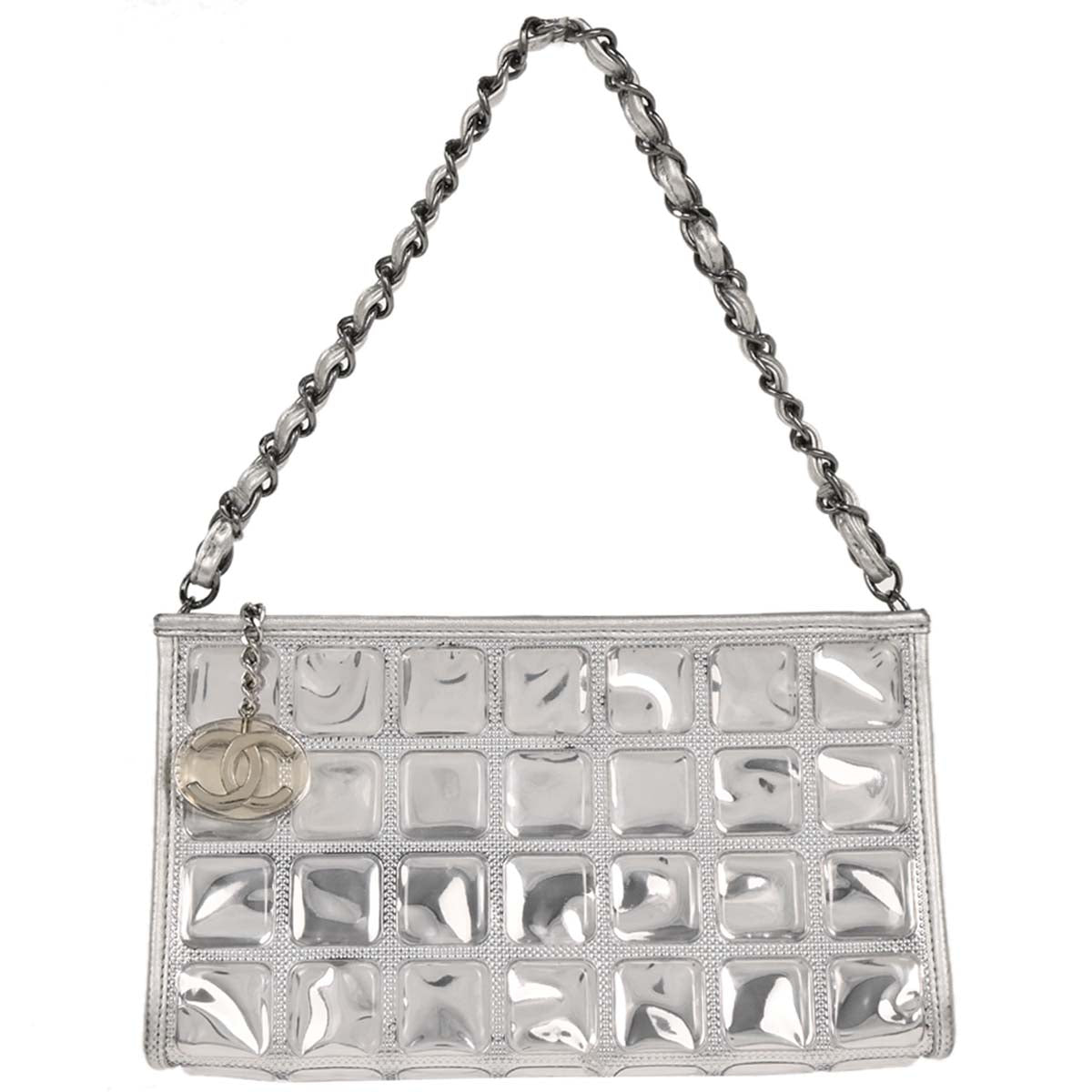 Chanel 2006-2008 Silver PVC Lambskin Ice Cube Shoulder Bag
