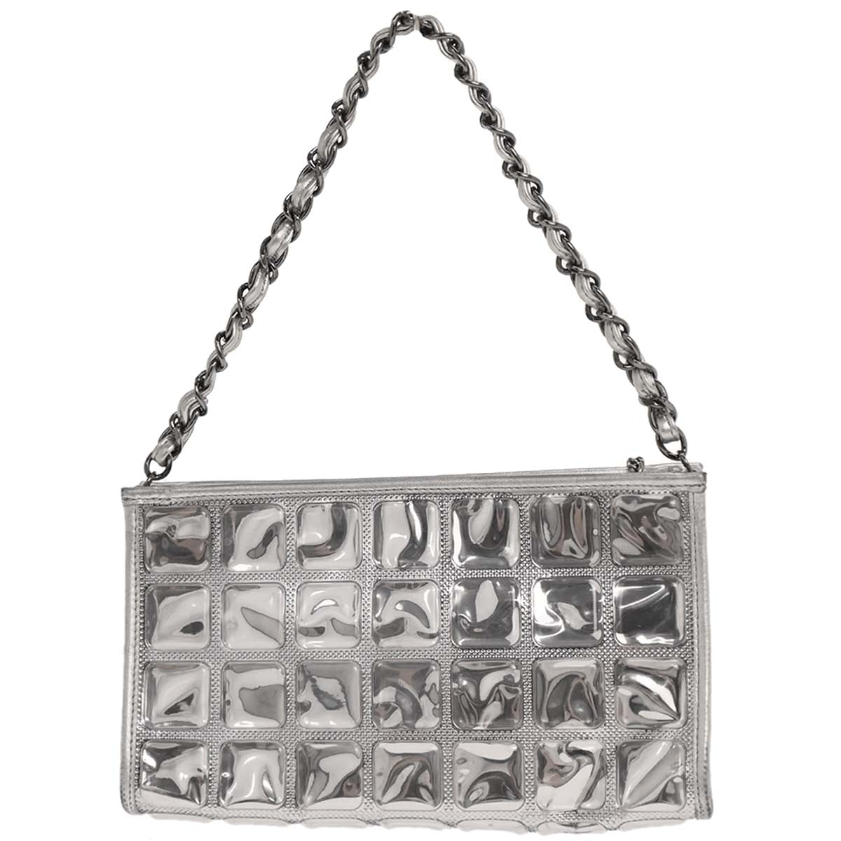 Chanel 2006-2008 Silver PVC Lambskin Ice Cube Shoulder Bag