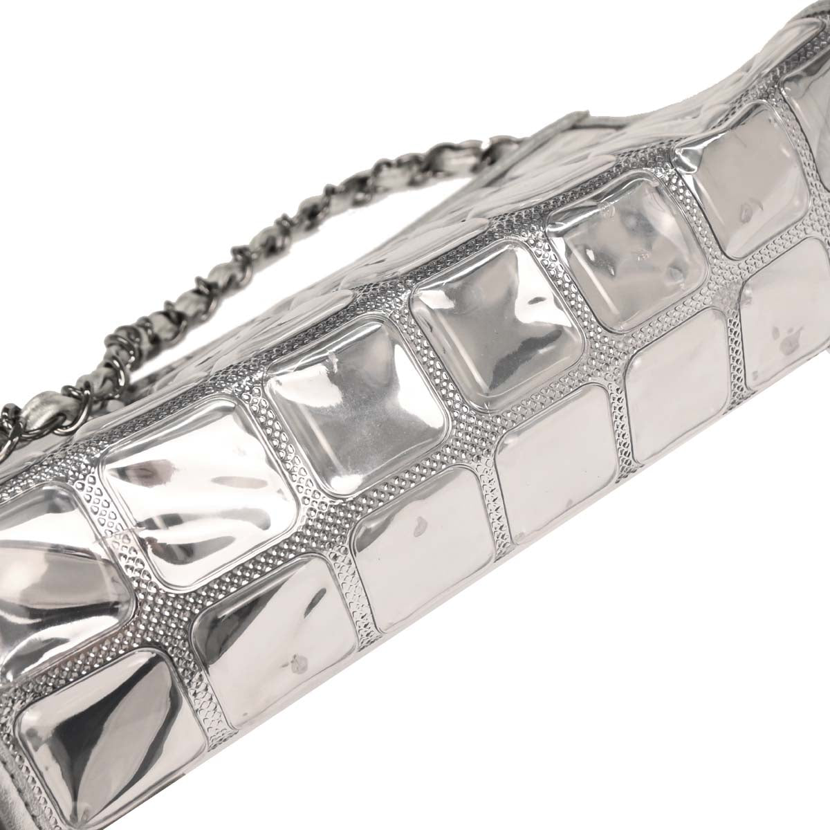 Chanel 2006-2008 Silver PVC Lambskin Ice Cube Shoulder Bag
