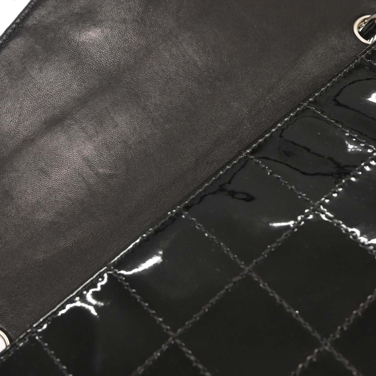 Chanel 2004-2005 Black Patent Leather Choco Bar Shoulder Bag