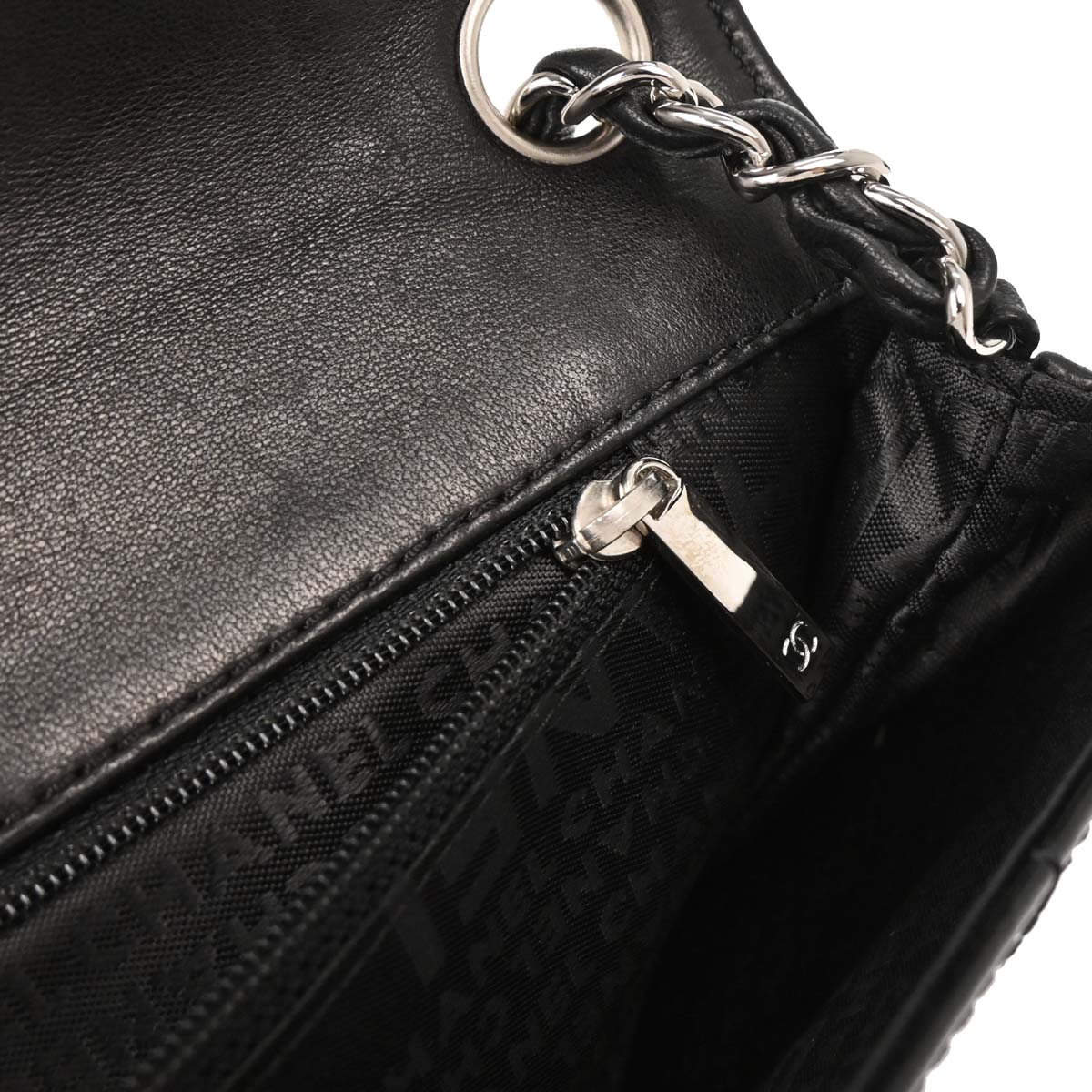 Chanel 2004-2005 Black Patent Leather Choco Bar Shoulder Bag