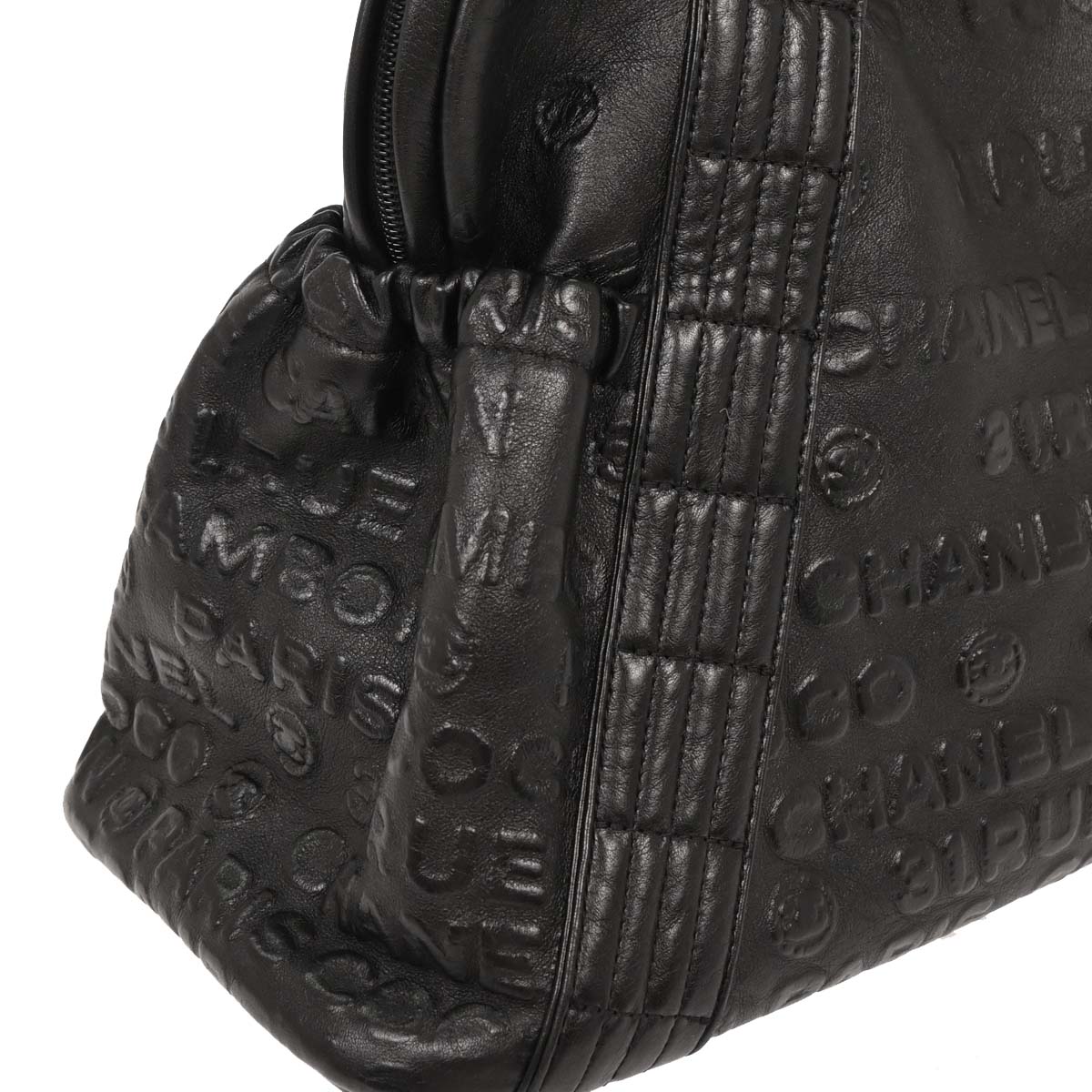 Chanel 2008-2009 Black Calfskin Rue Cambon Embossed Unlimited Shoulder Bag