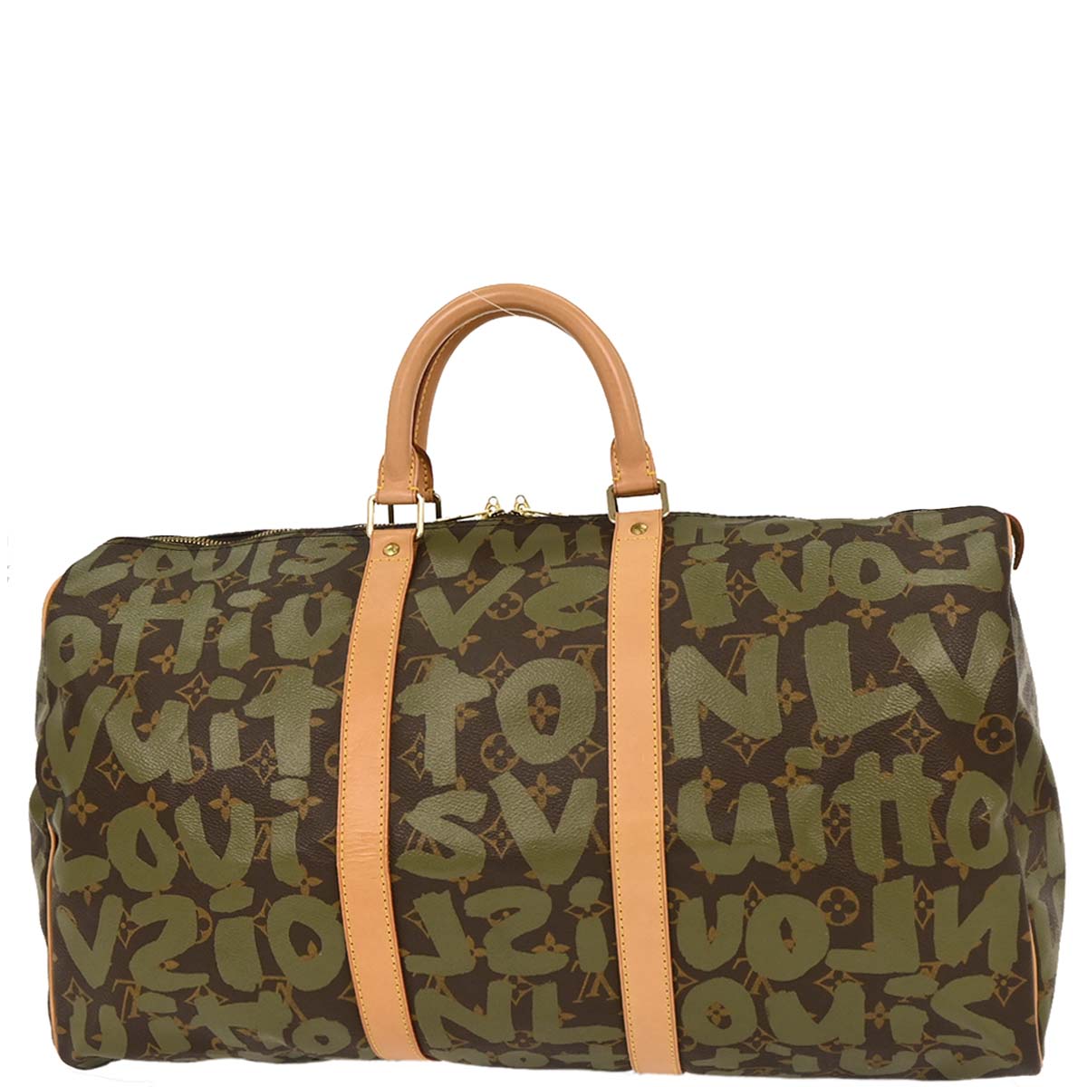 Louis Vuitton Khaki Monogram Graffiti Keepall 50 Duffle Bag M92196