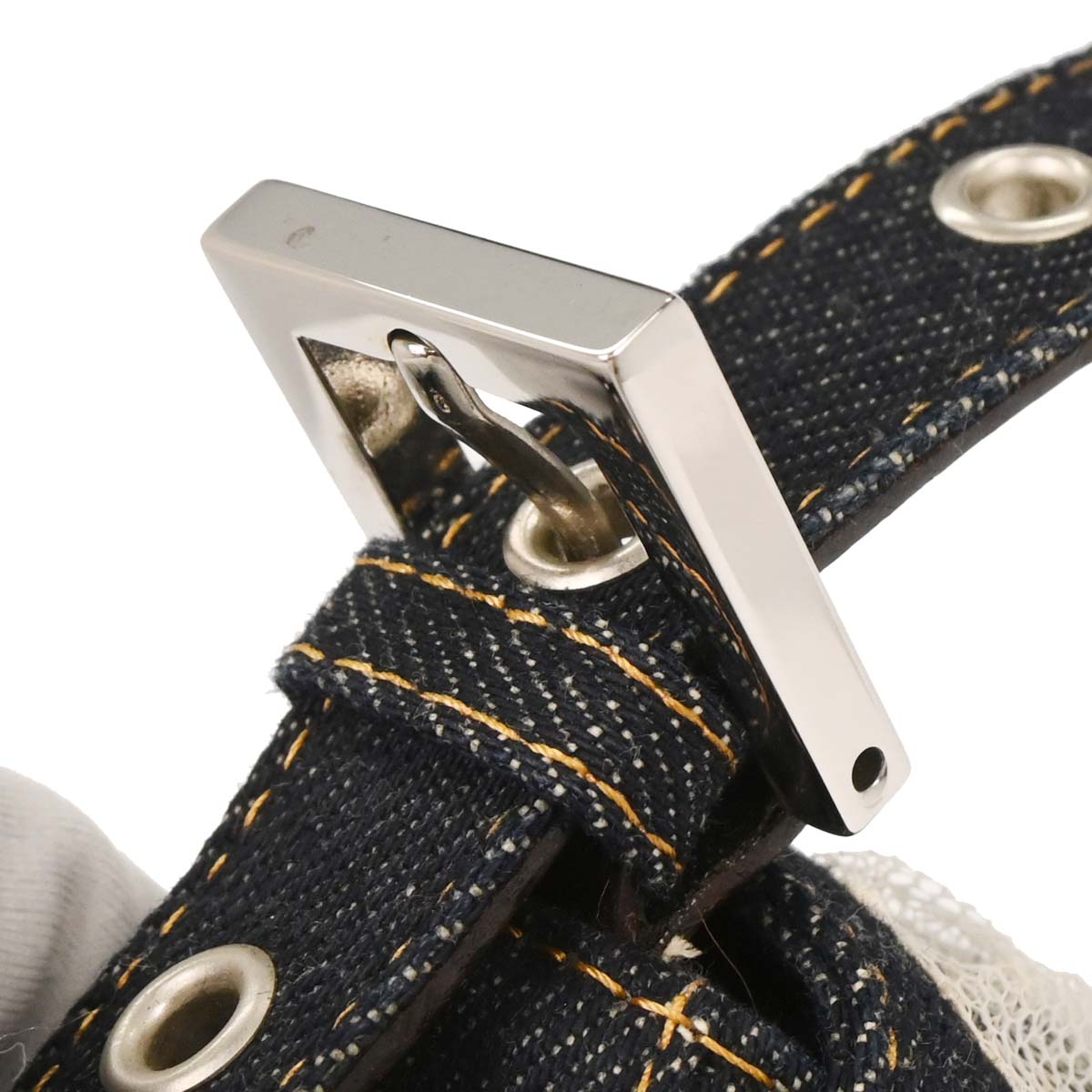 Fendi Blue Denim Patchwork Baguette Handbag