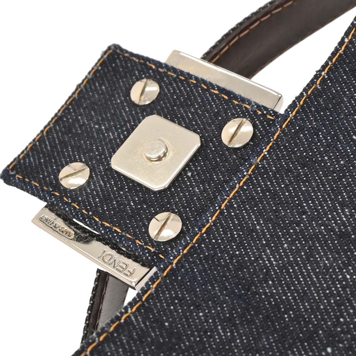 Fendi Blue Denim Patchwork Baguette Handbag