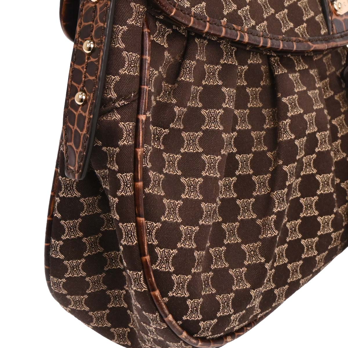 Celine Brown Canvas Macadam Tassel Handbag