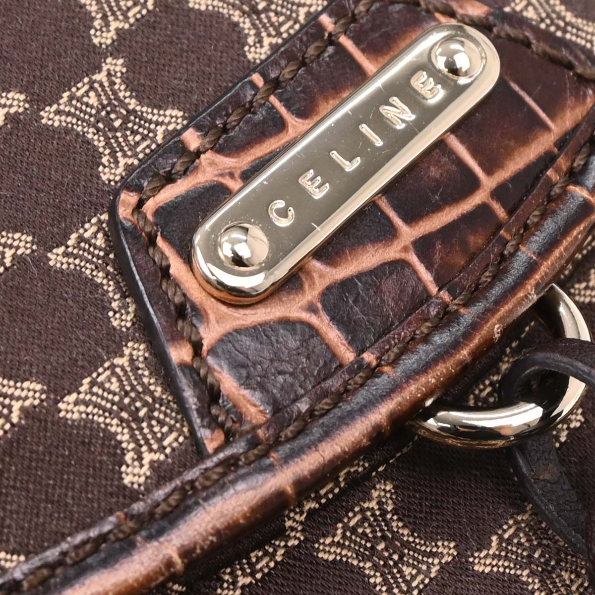 Celine Brown Canvas Macadam Tassel Handbag