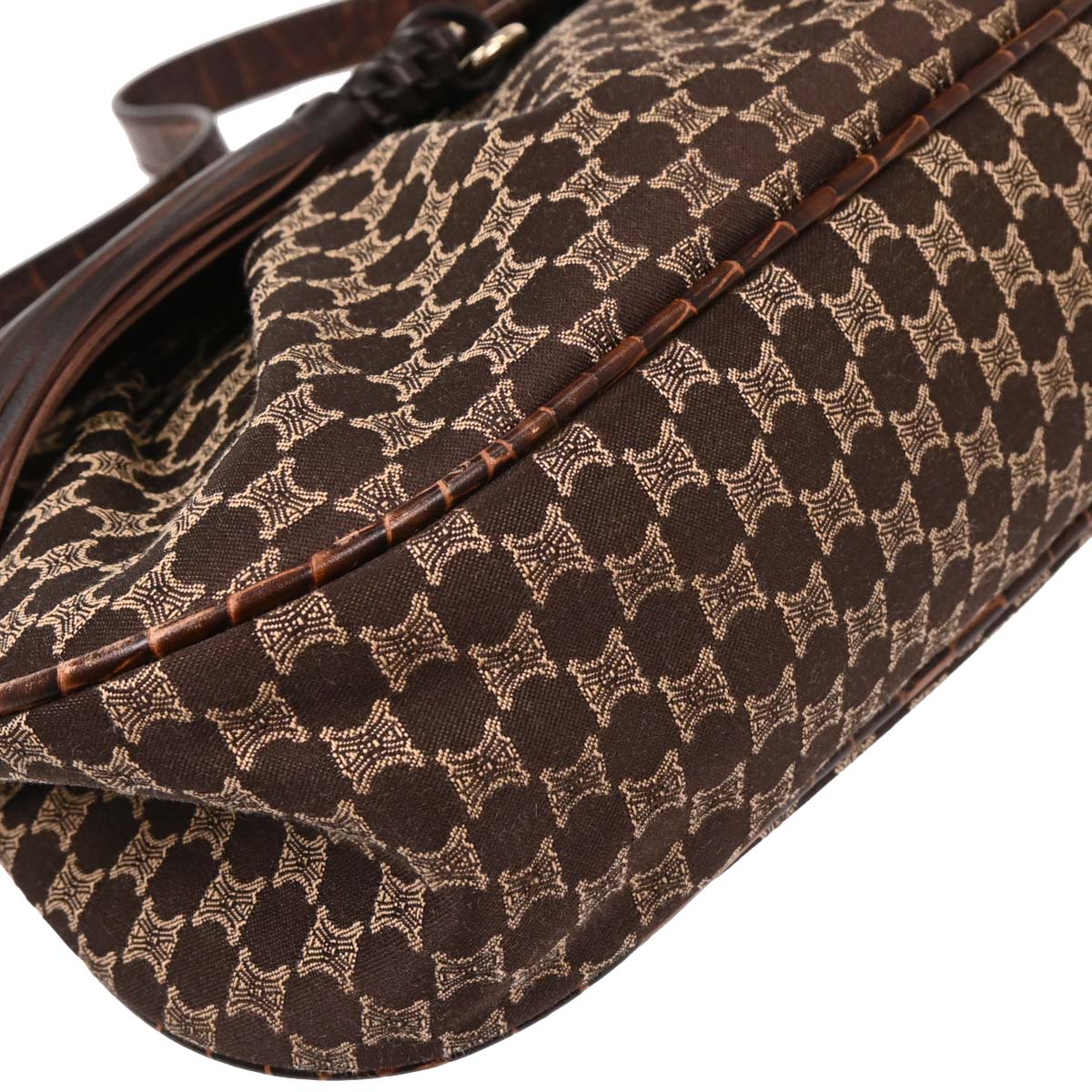 Celine Brown Canvas Macadam Tassel Handbag