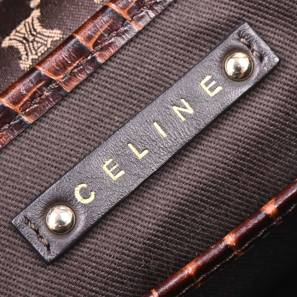 Celine Brown Canvas Macadam Tassel Handbag