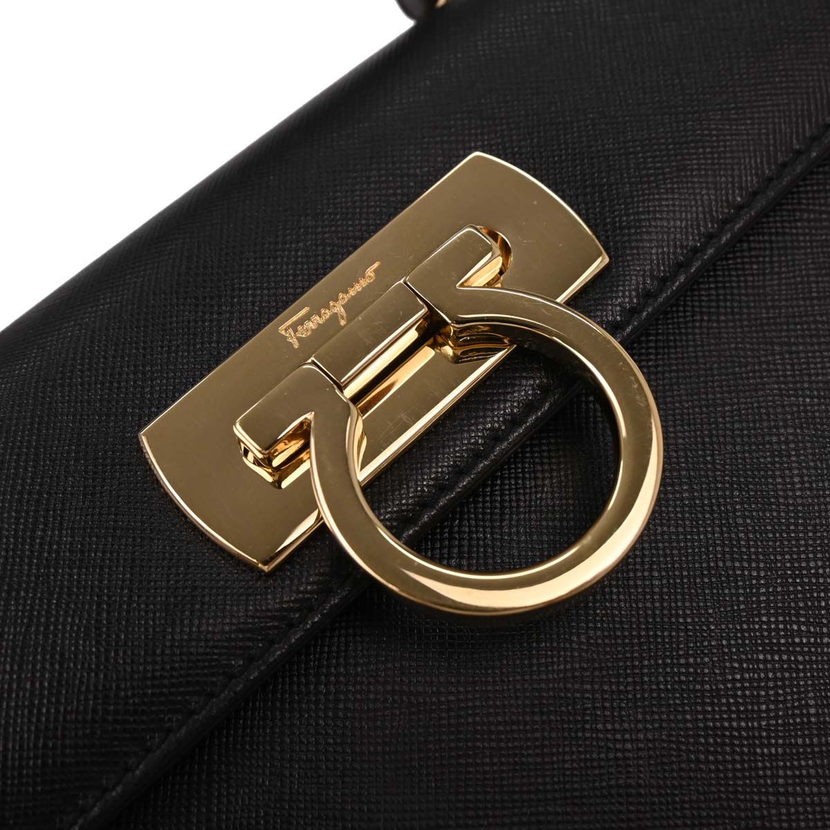 Salvatore Ferragamo Black Gancini 2way Shoulder Handbag