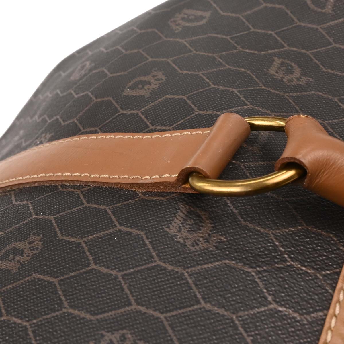 Christian Dior Dark Brown Honeycomb Duffle Handbag