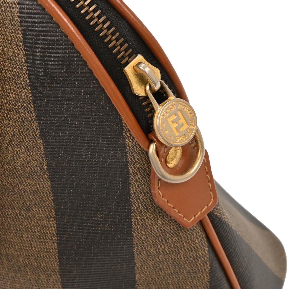 Fendi Brown Black Pequin 2way Shoulder Handbag