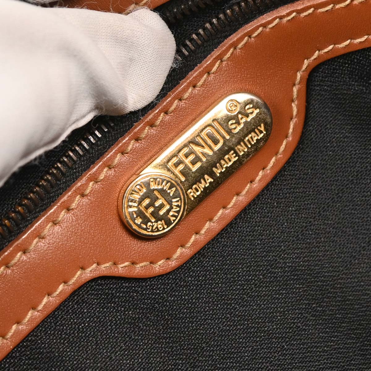 Fendi Brown Black Pequin 2way Shoulder Handbag