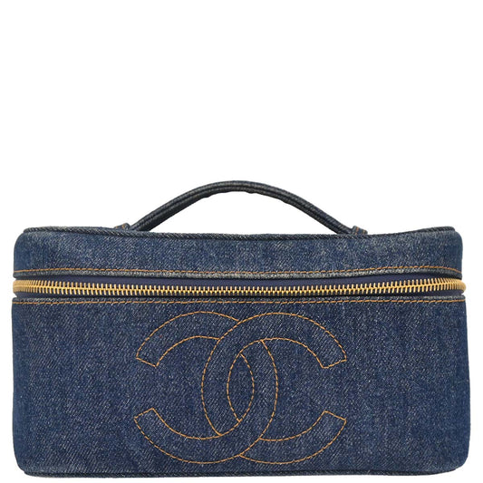 Chanel 1996-1997 Blue Denim Vanity Handbag