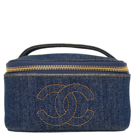 Chanel 1996-1997 Blue Denim Vanity Handbag