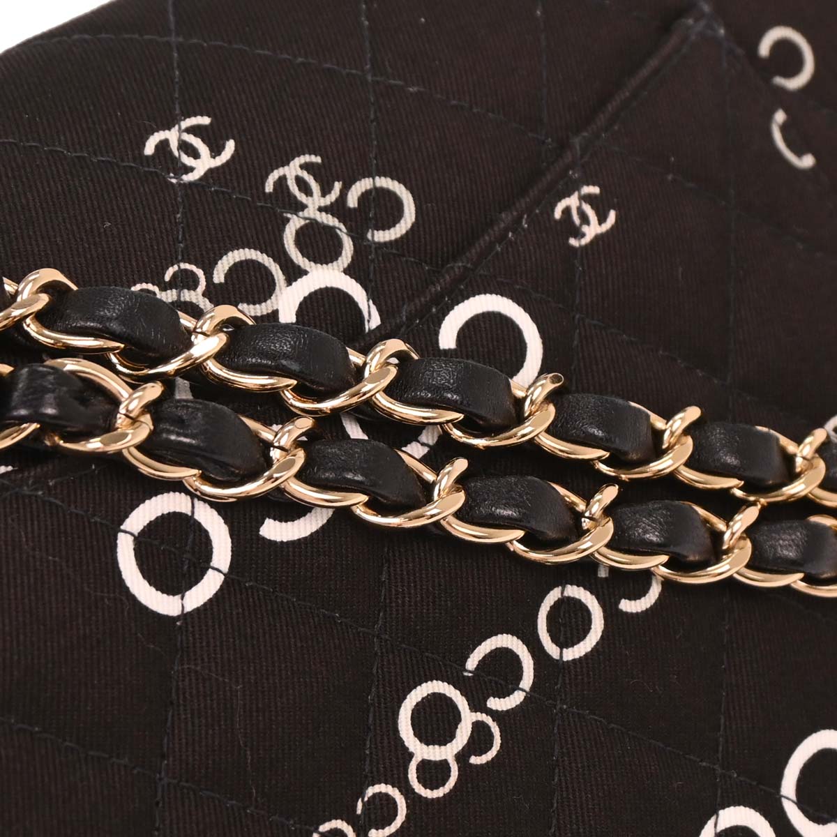 Chanel 2001-2003 Black Canvas COCO Medium Classic Double Flap Shoulder Bag