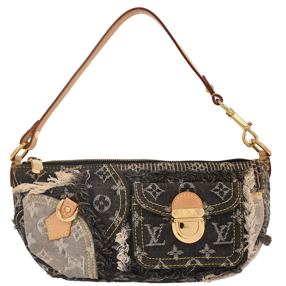Louis Vuitton Black Monogram Denim Patchwork Pouchy Handbag M95383