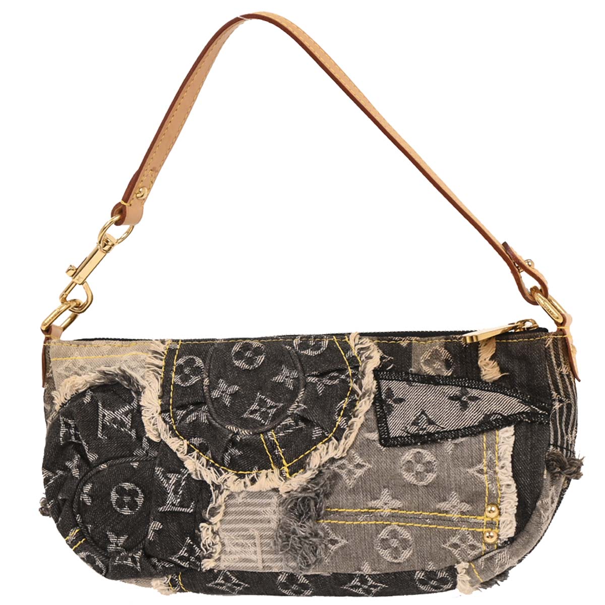 Louis Vuitton Black Monogram Denim Patchwork Pouchy Handbag M95383