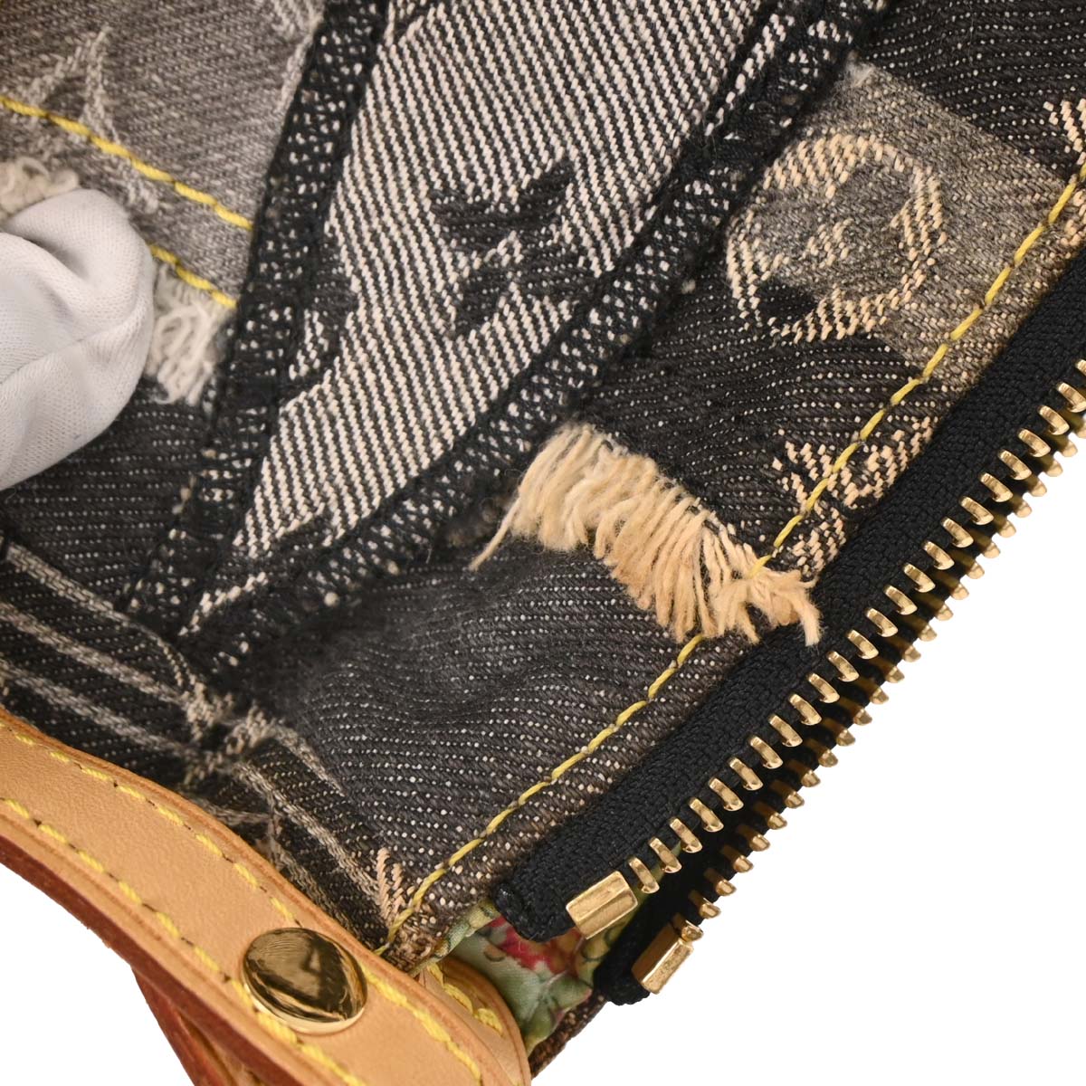 Louis Vuitton Black Monogram Denim Patchwork Pouchy Handbag M95383