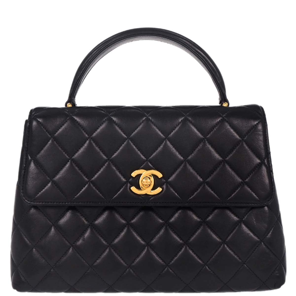 Chanel 1996-1997 Navy Lambskin Top Handle Handbag