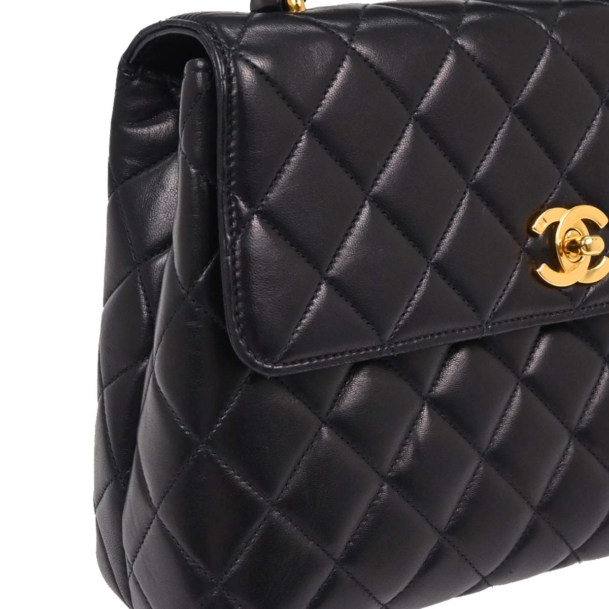 Chanel 1996-1997 Navy Lambskin Top Handle Handbag