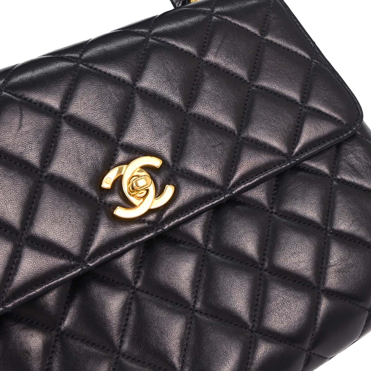 Chanel 1996-1997 Navy Lambskin Top Handle Handbag