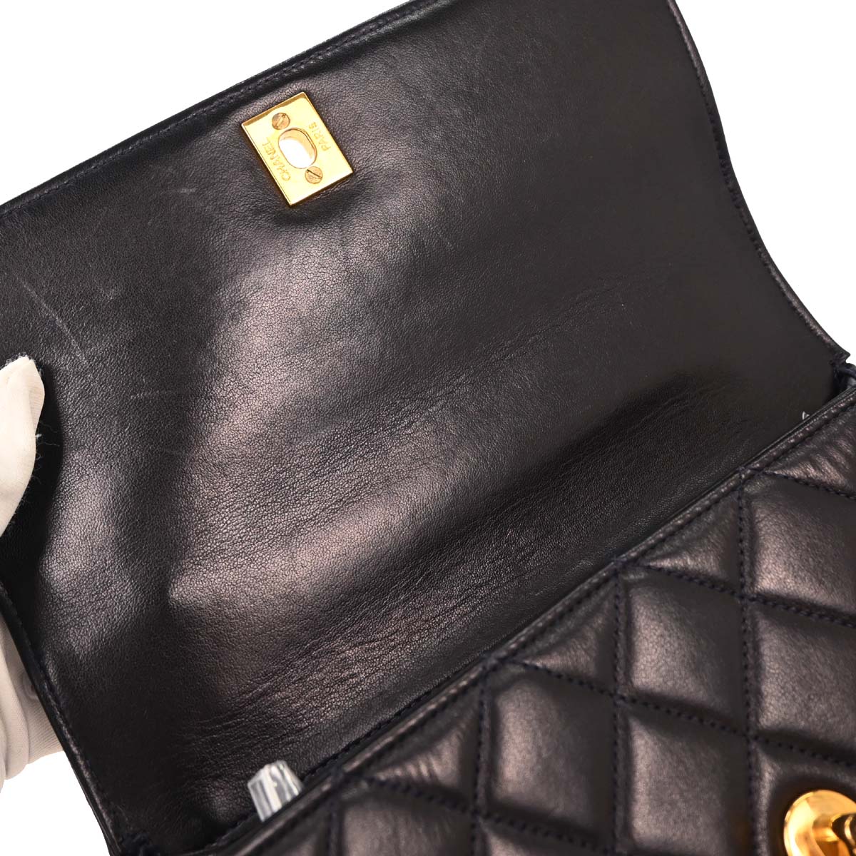 Chanel 1996-1997 Navy Lambskin Top Handle Handbag