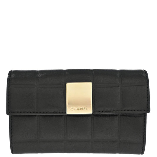 Chanel 2001-2003 Black Lambskin Choco Bar Wallet