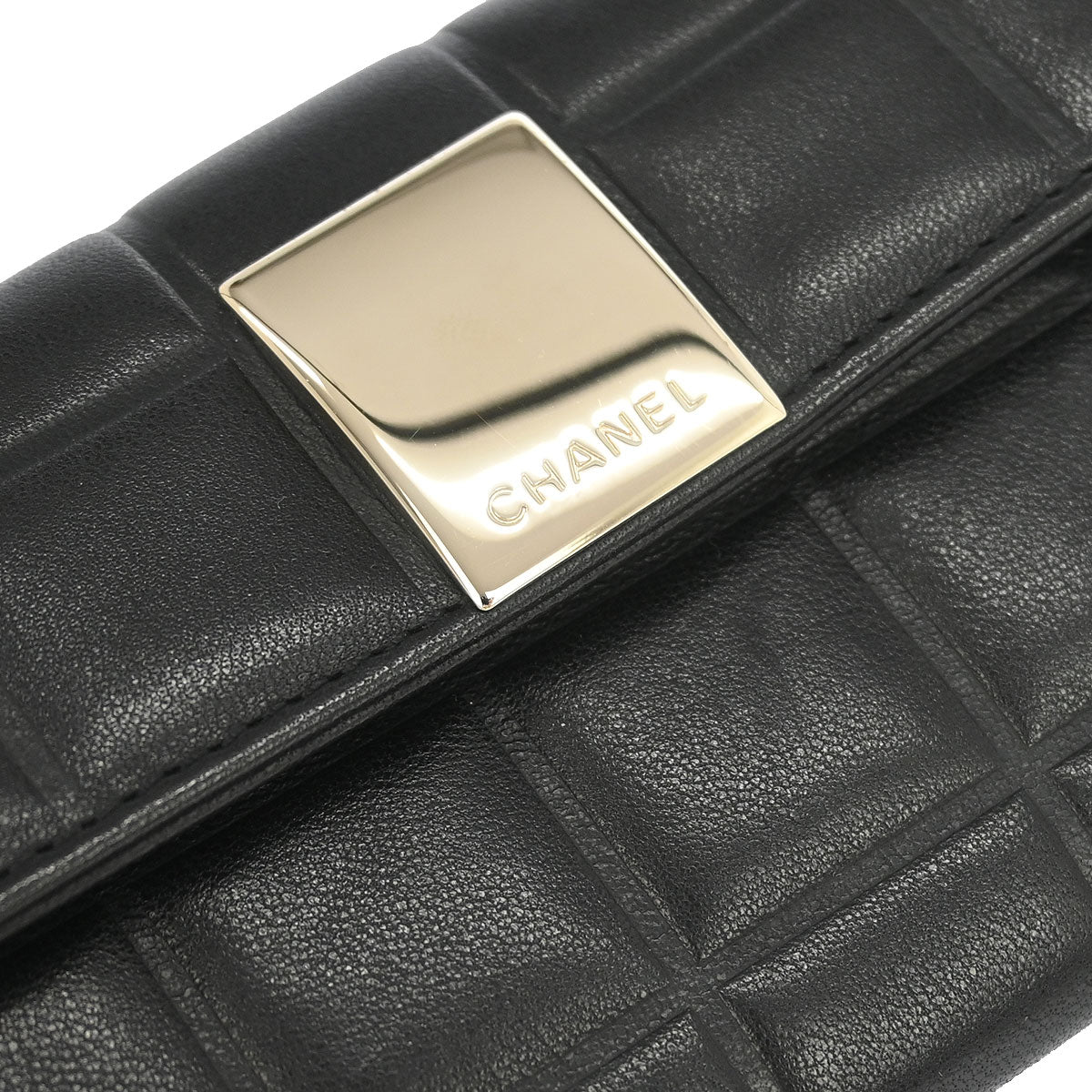 Chanel 2001-2003 Black Lambskin Choco Bar Wallet