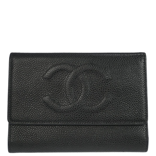 Chanel 2001-2003 Black Caviar Trifold Wallet