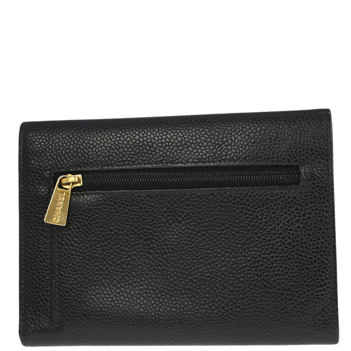 Chanel 2001-2003 Black Caviar Trifold Wallet