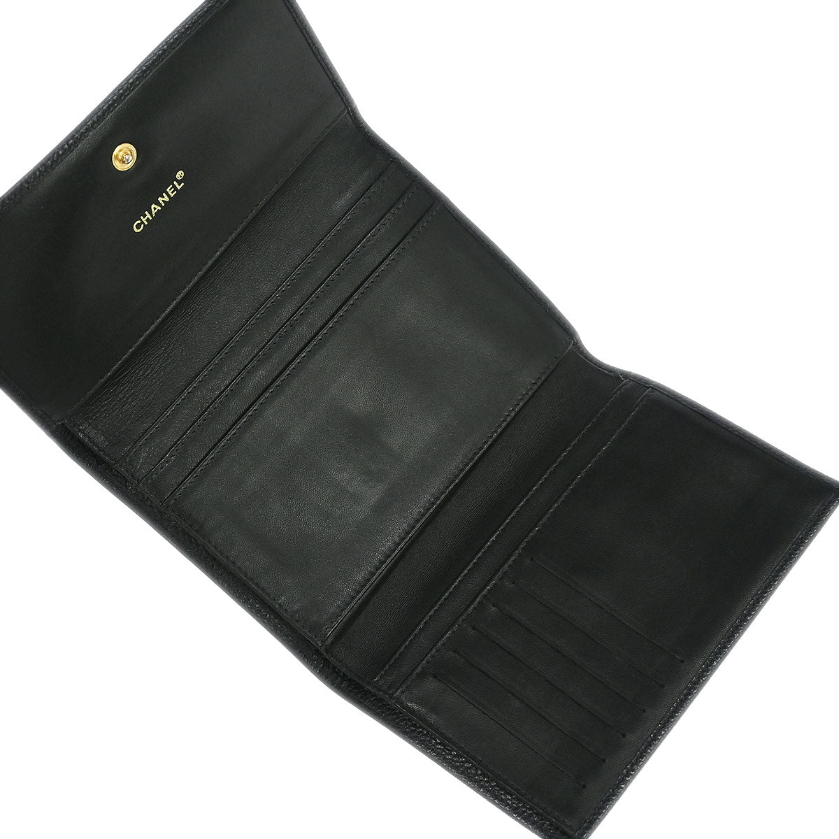 Chanel 2001-2003 Black Caviar Trifold Wallet