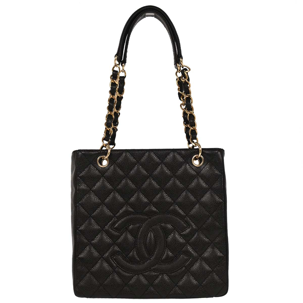 Chanel 2005-2006 Black Caviar Petite Shopping Tote PST Chain Handbag