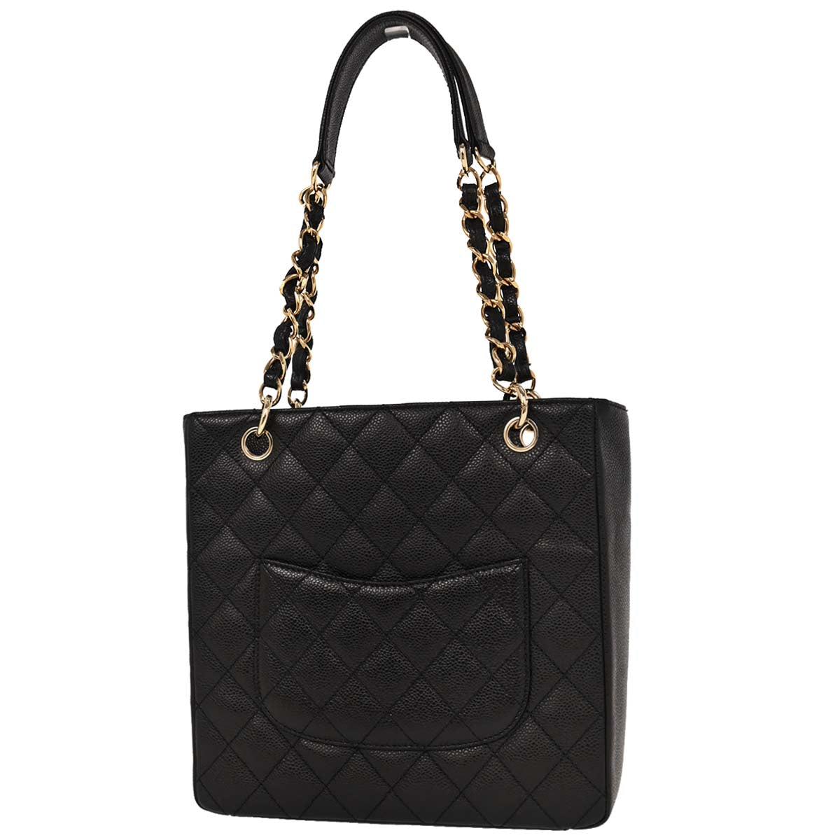 Chanel 2005-2006 Black Caviar Petite Shopping Tote PST Chain Handbag